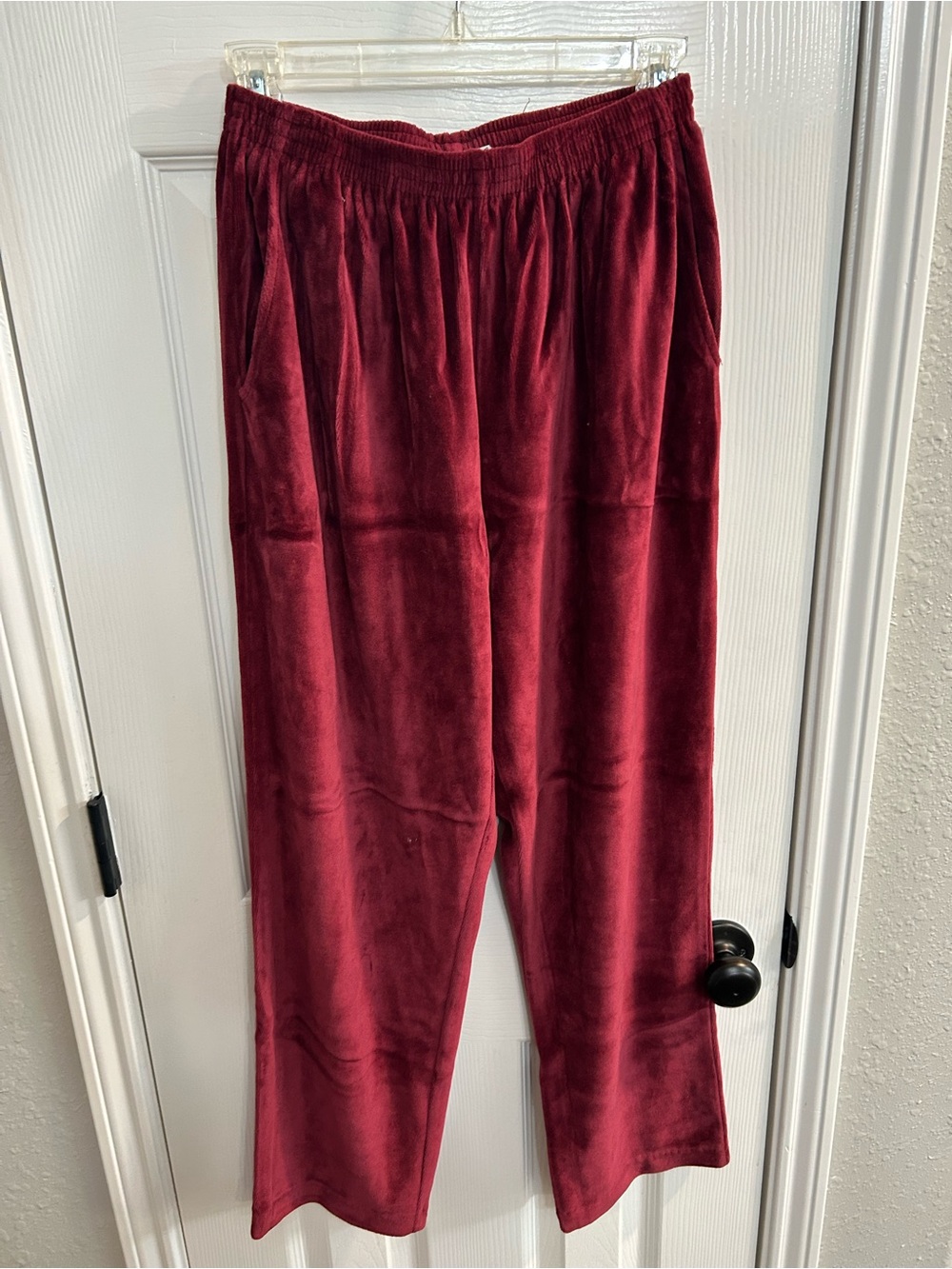 Alfred Dunner Womens Red Pants Velevet Elastic Waist Pull On Size 8 Cotton Blend